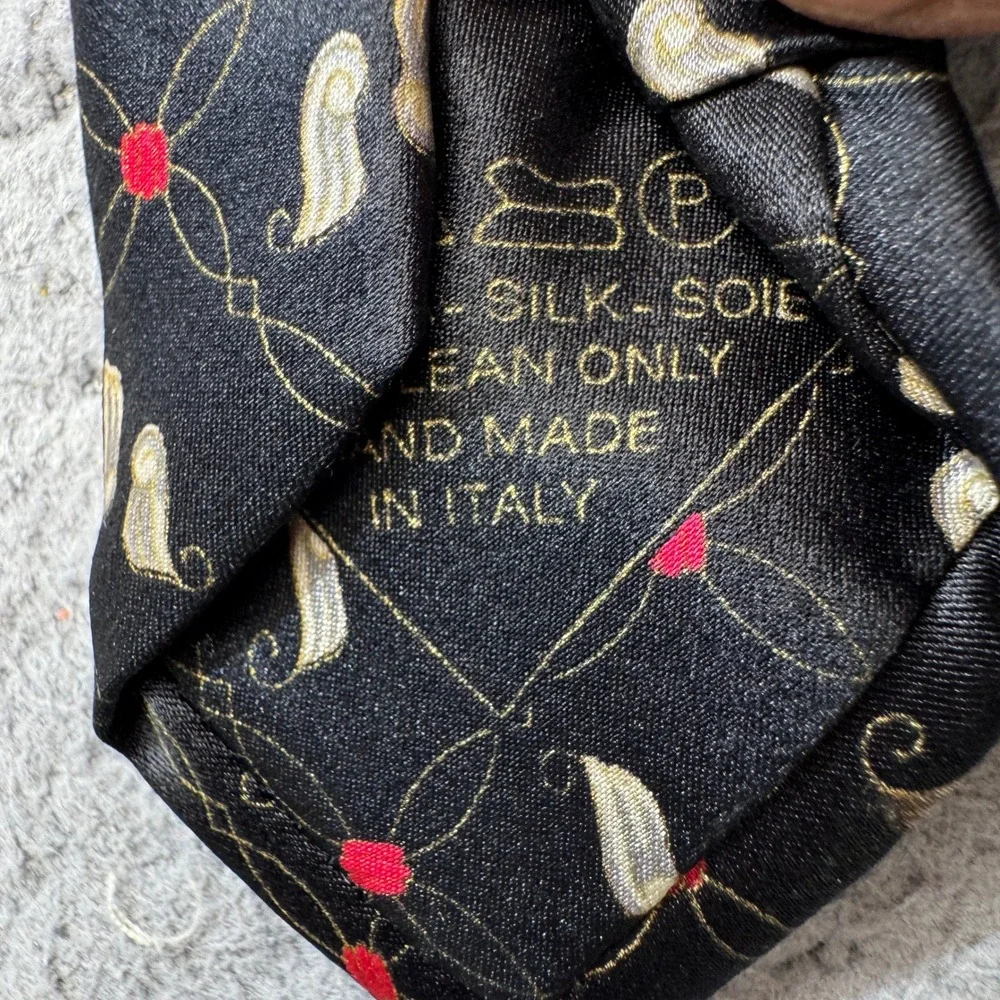Brioni Tie Black Paisley Neat Geometric Trellis Silk Italy Luxury Designer